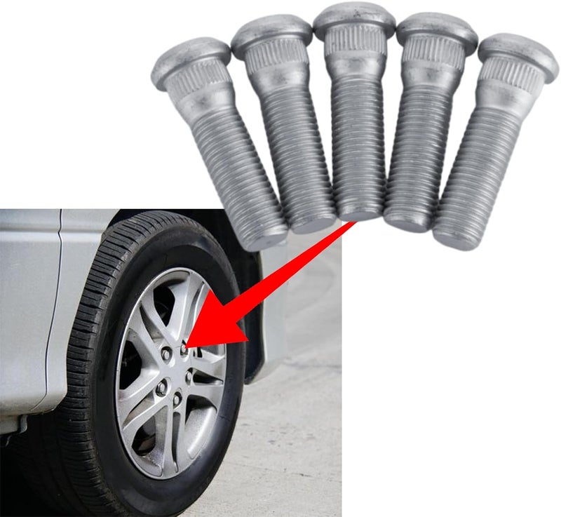 Lecctso 5PCS Wheel Studs, Wheel Hub Bolts, 49mm Long & M12x1.5 Steel Lug Bolts, Car Accessories Heavy Duty Wheel Bolt Compatible with Lexus Toyota Chevy Scion Pontiac OEM #610-266 90942-02049 - Image 1